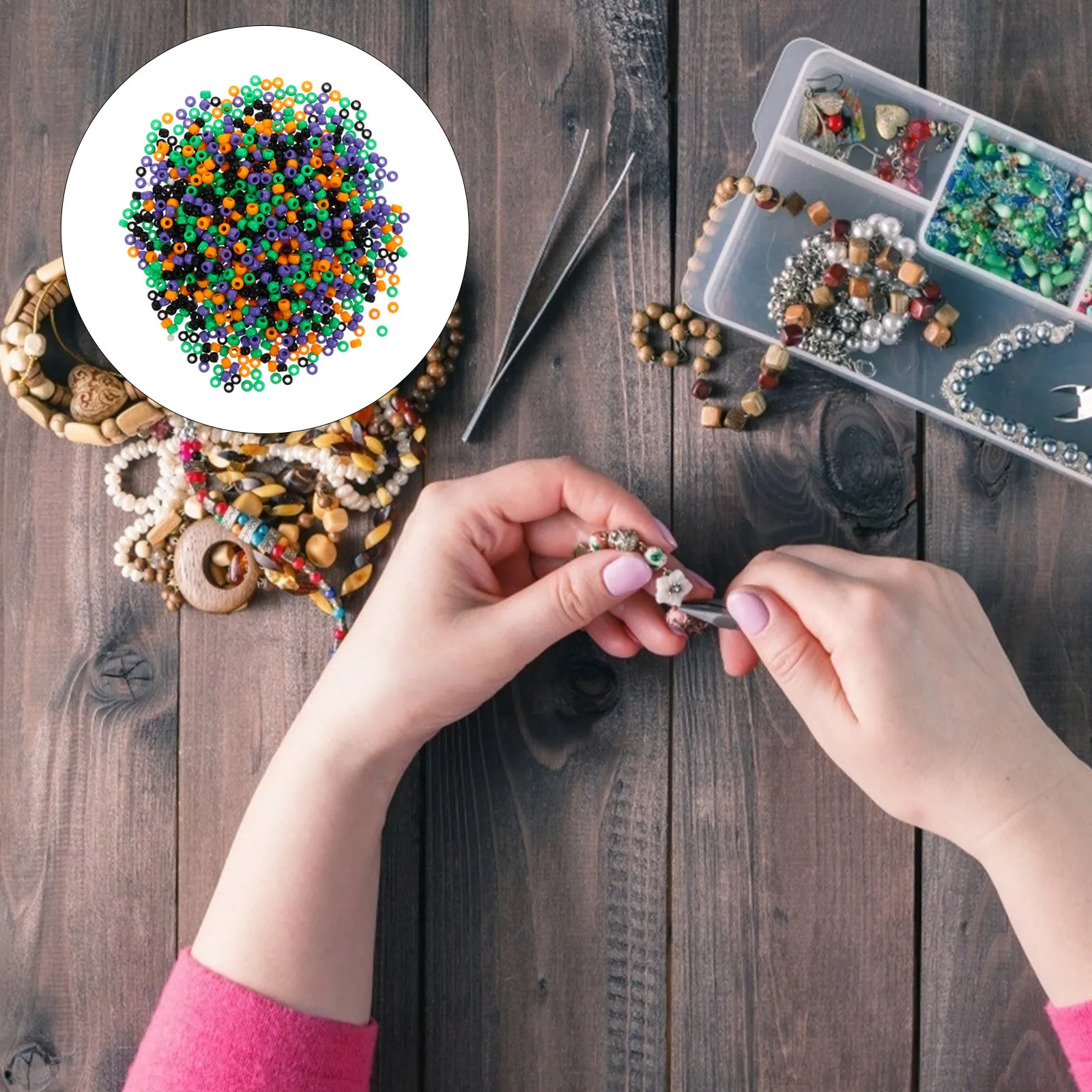 

Halloween Beads Set Smooth Plastic Durable Beads for Jewelry DIY Craft Making Accessories Bracelets Necklaces
