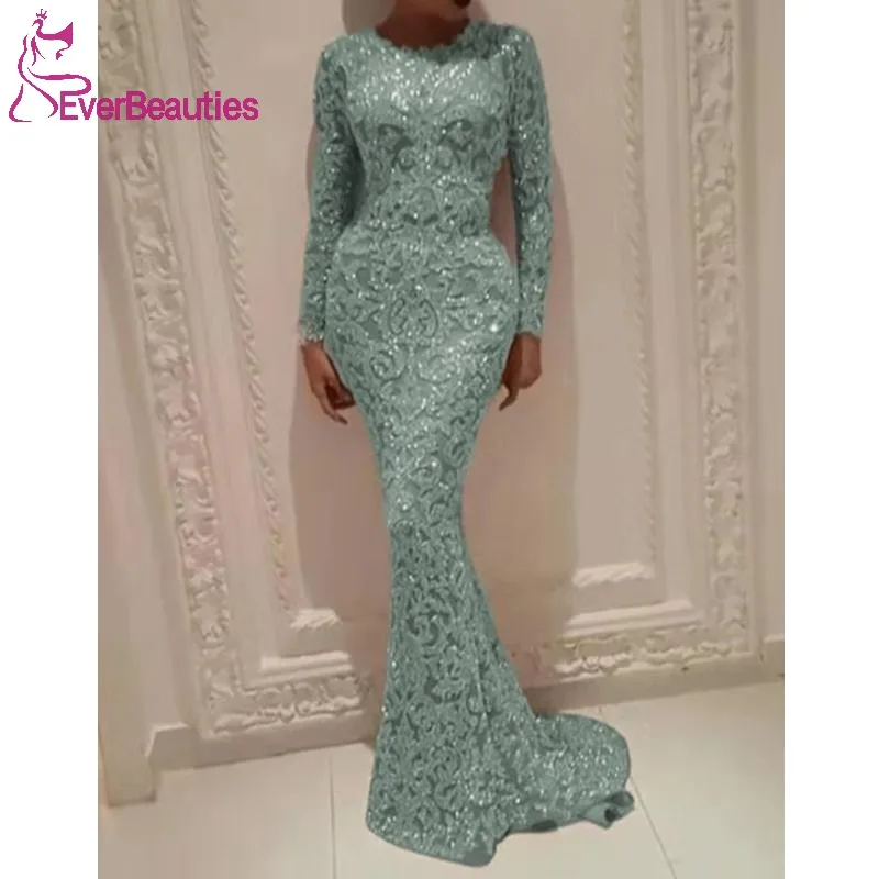 

Prom Dresses Long Sleeves Sequins Vestidos De Gala Party Dresses for Women Mermaid Vestidos Para Eventos Especiale