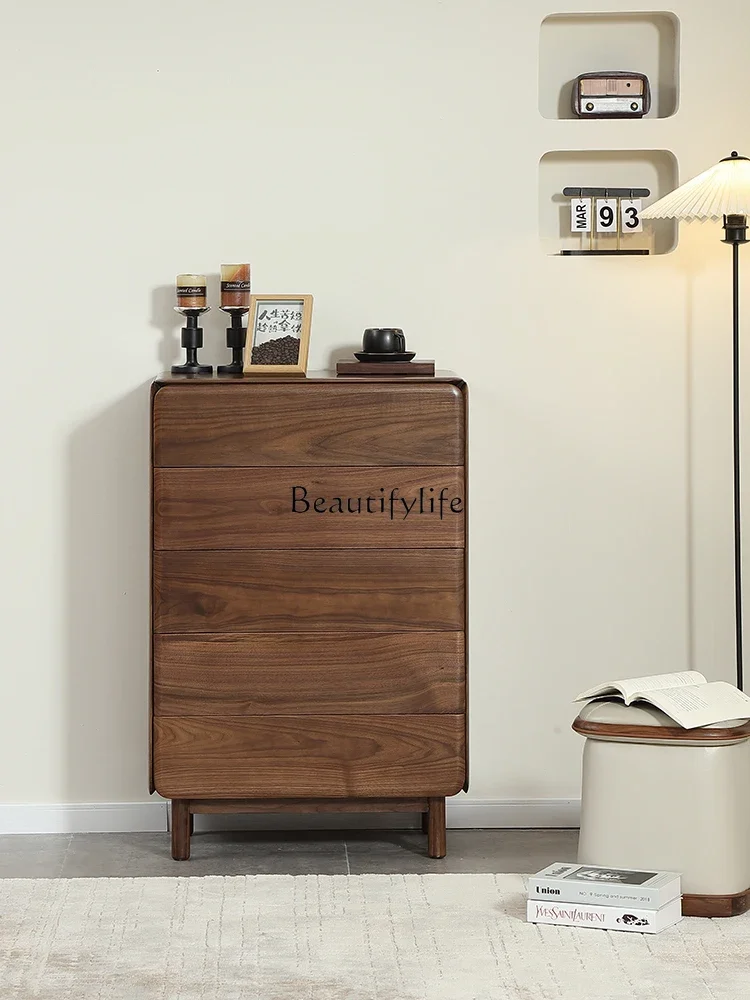 

LD33North American black walnut chest of drawers solid wood storage retro bedside cabinet
