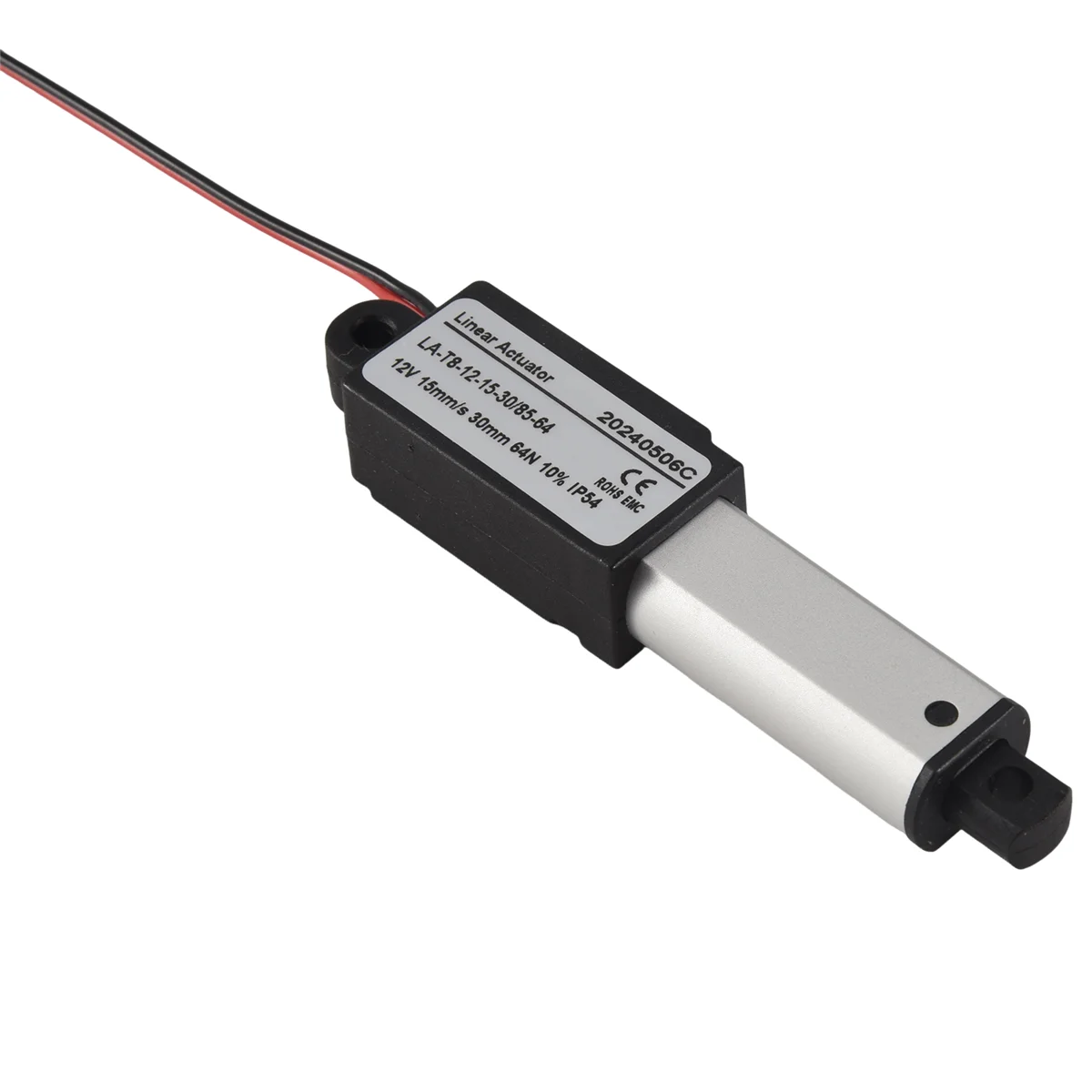 Mini atuador linear elétrico SEMOIC - curso de 1,2 polegadas, 64N/14,4Lb, velocidade 0,6 polegadas/S Mini atuador de movimento à prova d'água pequeno 12V DC