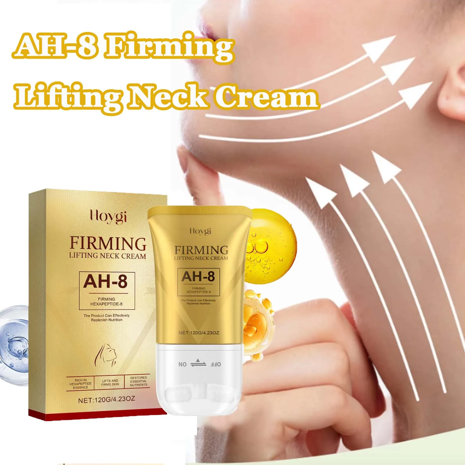 AH-8 Neck Firming Roller Cream Moisturizing Lifting Brighten Skin Fades Fine Lines Reduce Double Chin Massage Firm Neck Cream