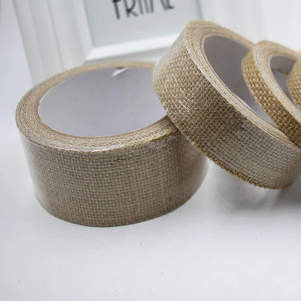 

3Pcs Linen Tape Decorative Trim Adhesive Sticky 2cm for DIY Scrapbooking Crafts Flax Tape Scrapbooking Linen Trim Ribbon