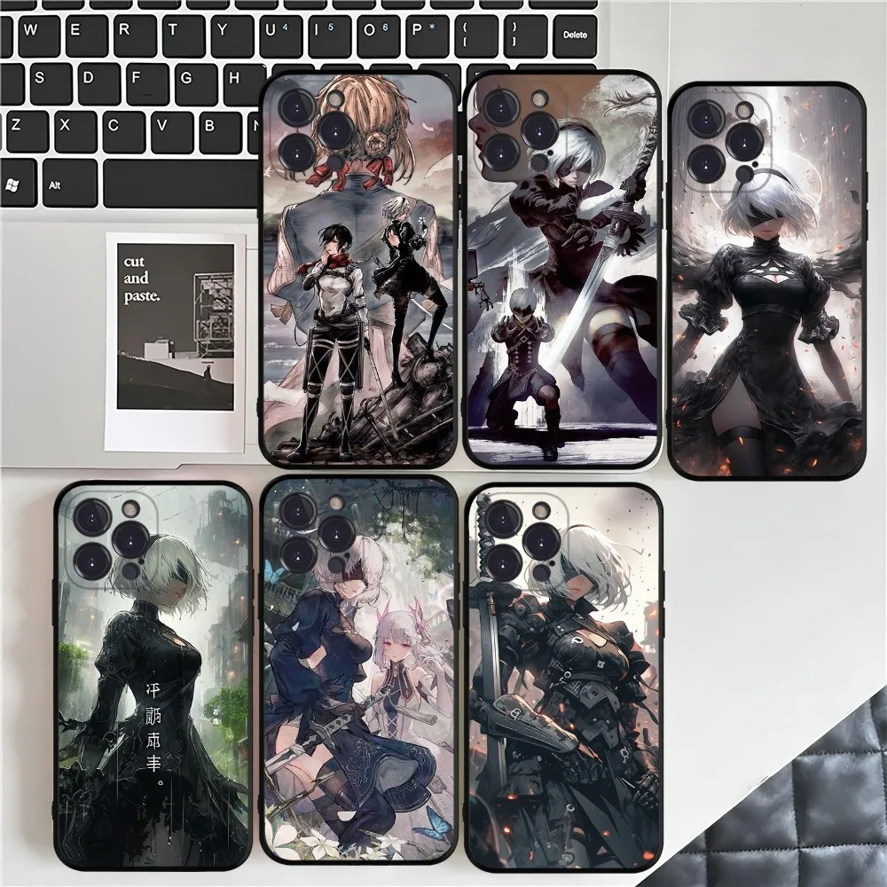 N-NieR A-Automata 2B Phone Case For IPhone 16 15 14 11 12 13 Mini Pro XS Max Cover 6 7 8 Plus X Funda Shell