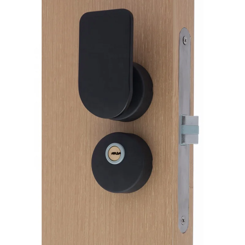 New Bedroom High Quality Privacy  Security Chrome Aluminum Alloy Black Modern Interior Bathroom Door Handle Push Pull Lock