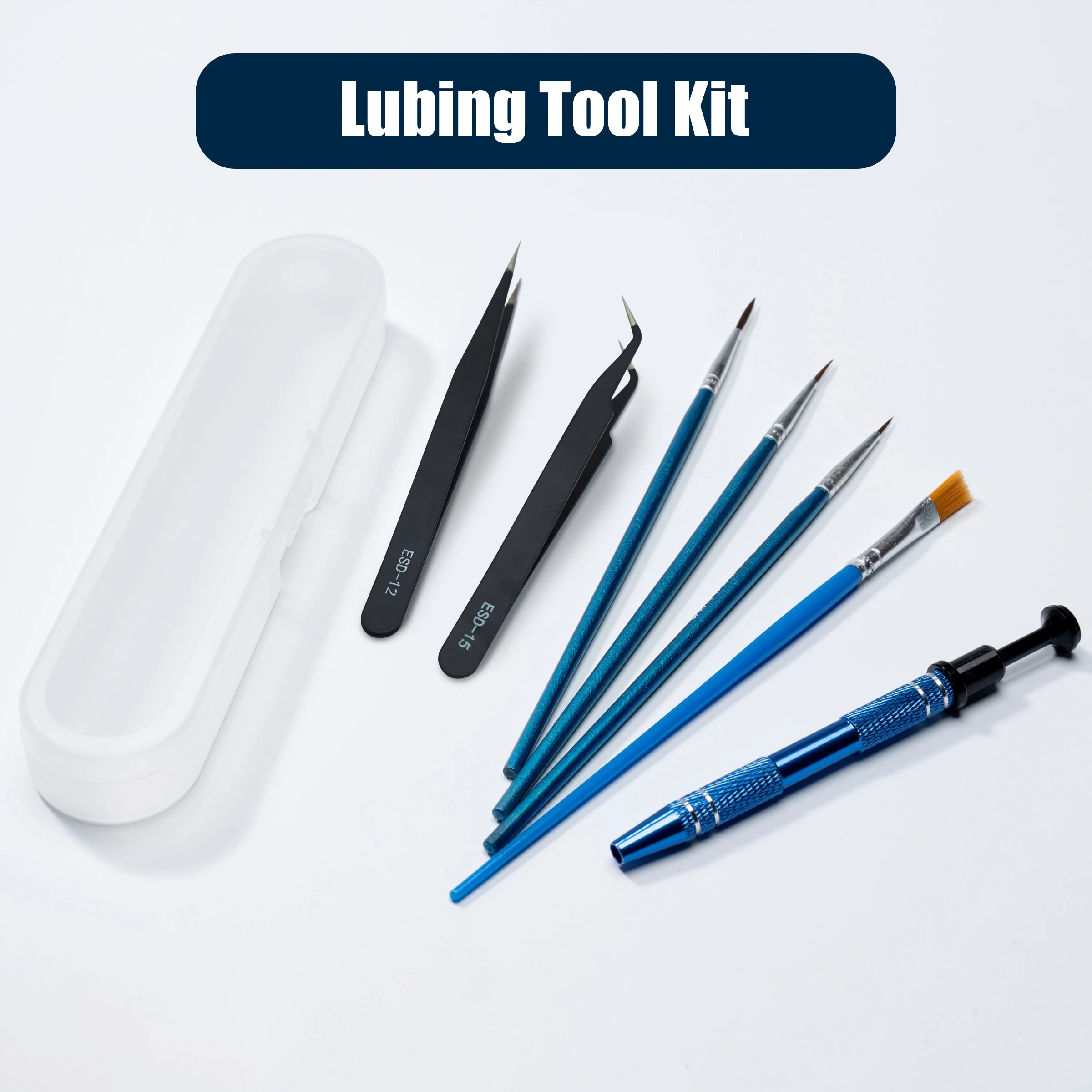 

Keebox Mechanical Keyboard DIY Accessories Anti-static Tweezers Lubing Brush Storage Box Switches Lubing Tool Kit Switch Clamp