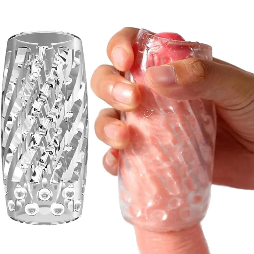 قابلة لإعادة الاستخدام كأس الاستمناء الذكور الذكور القضيب كم الجنس لعب شفافة كريستال المهبل محكم نفق جيب الجنس لعب الكبار #1