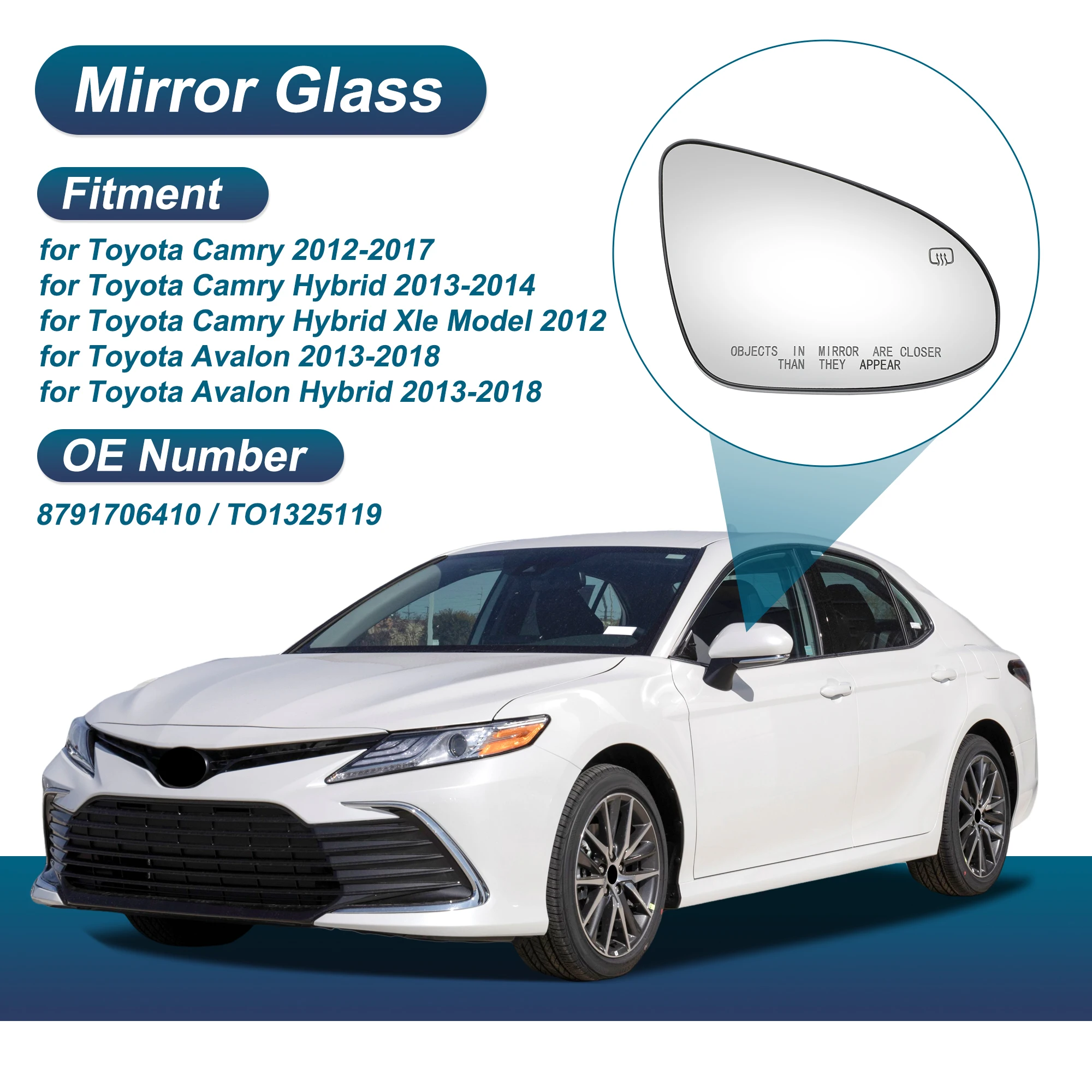 

Зеркальное стекло с подогревом UXCELL для Toyota Camry 2012-2017, правая сторона пассажира No 8791706410