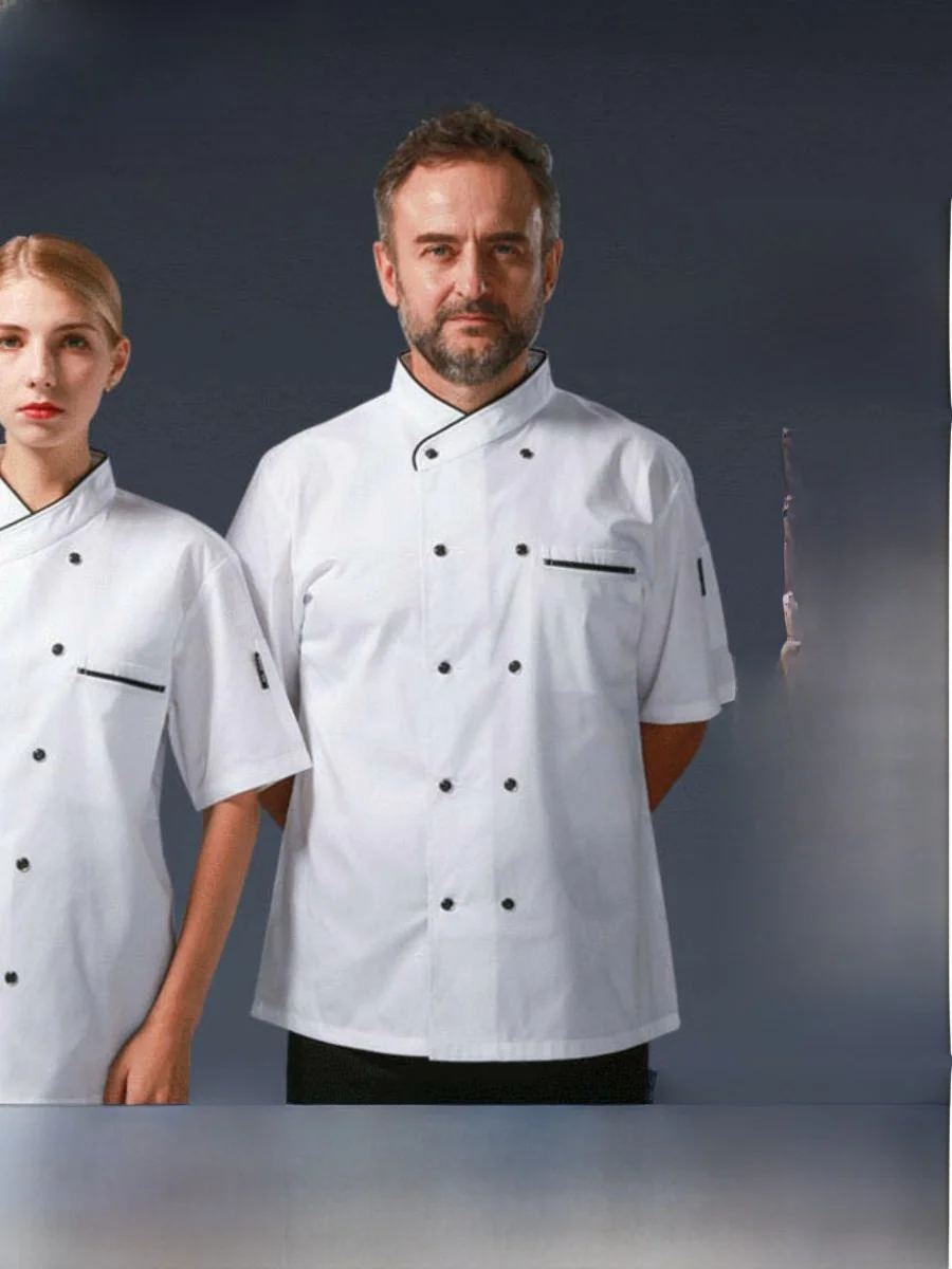 

Long Sve Chef orms Breathable Cotton Blend Fabric for Hotel Kitchen Baking Pastry Chef Workwear Men's Autumn Spring
