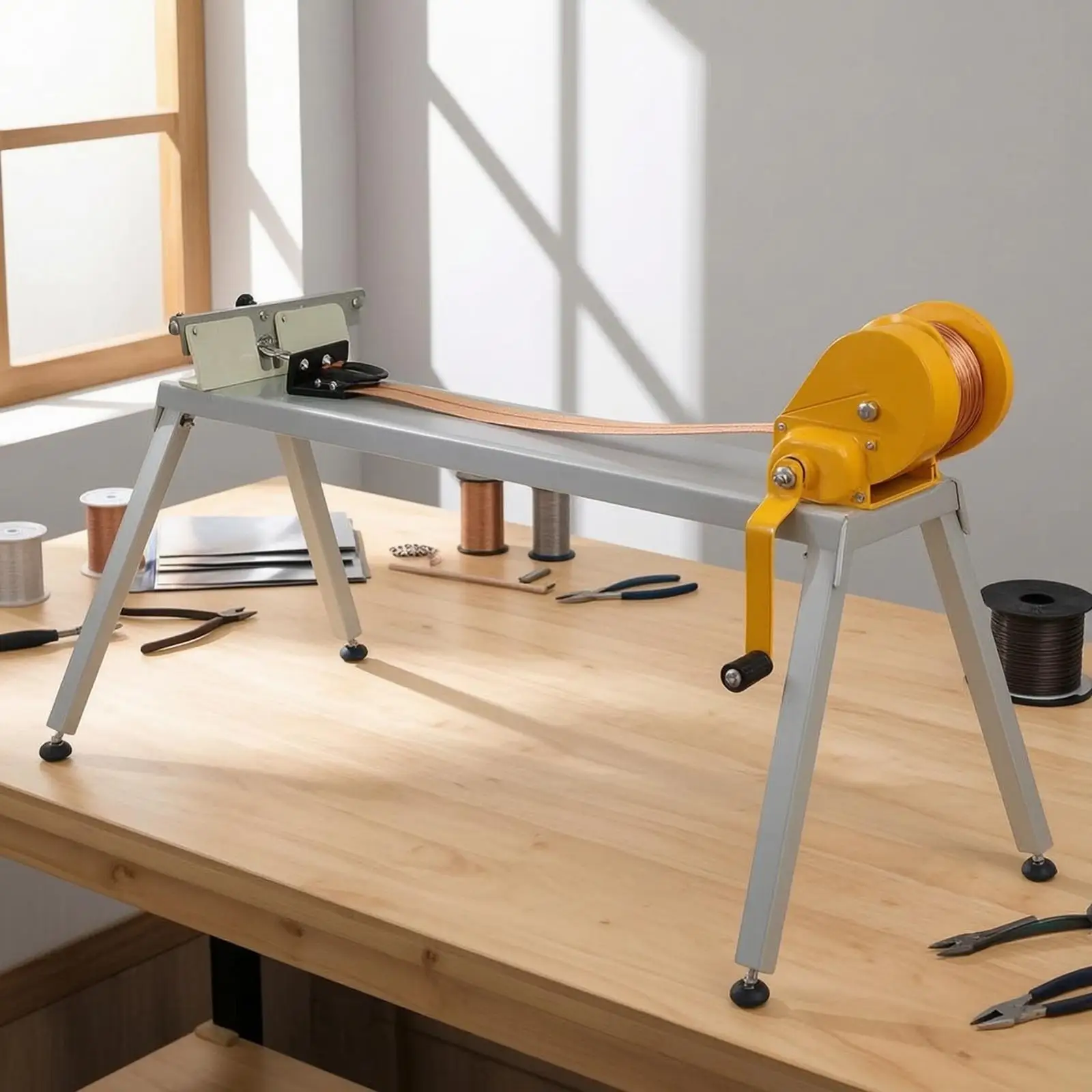 Bench Wire Pulling Tool Hand Cranked Heavy Duty Manual Wire Draw Machine Bench