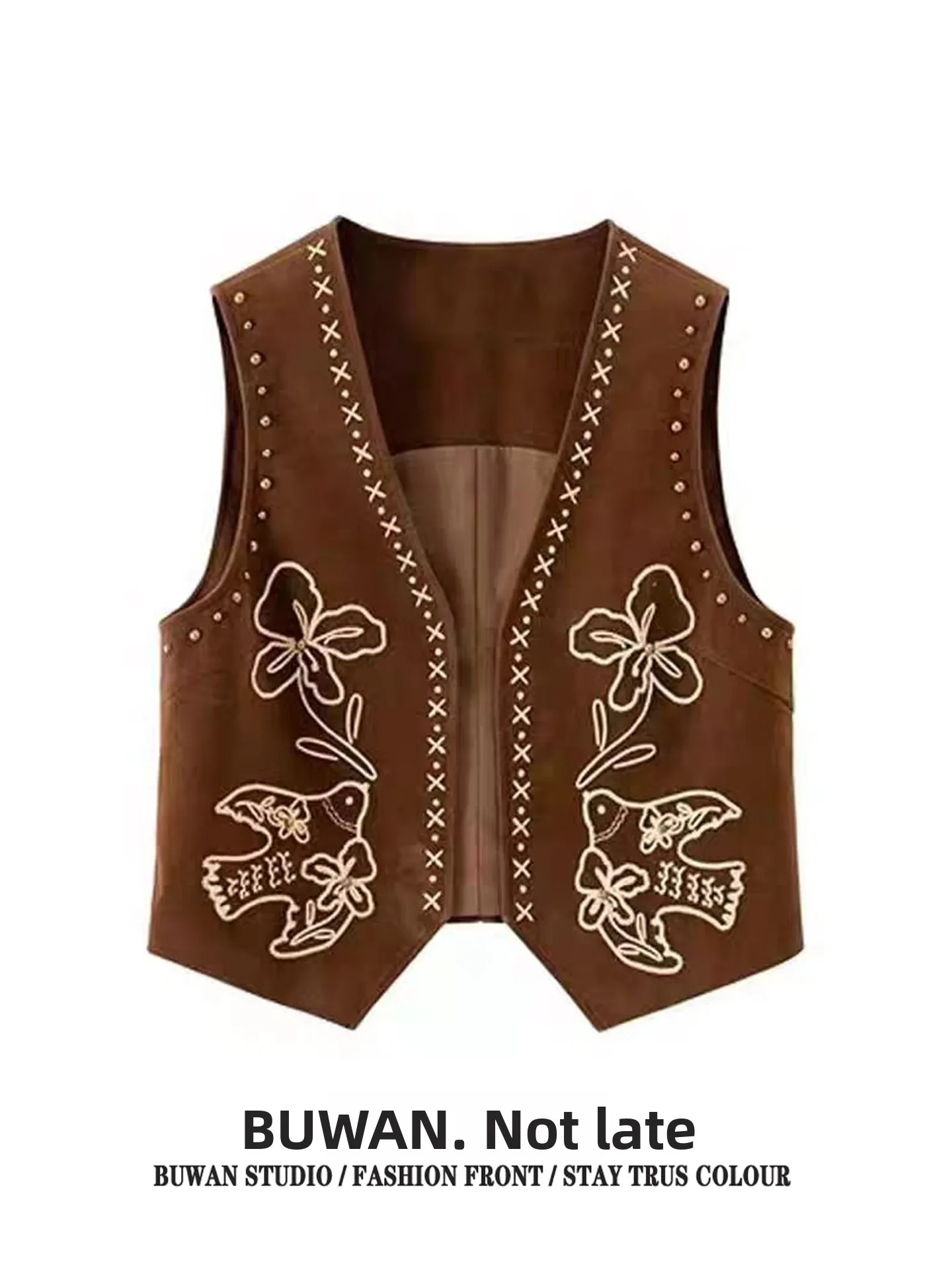 Paisley Style Embroidered Women's Vest Spring Autumn New Style Beauty Rayon Jacket Outerwear Polyester Fiber V-neck Single-bu...