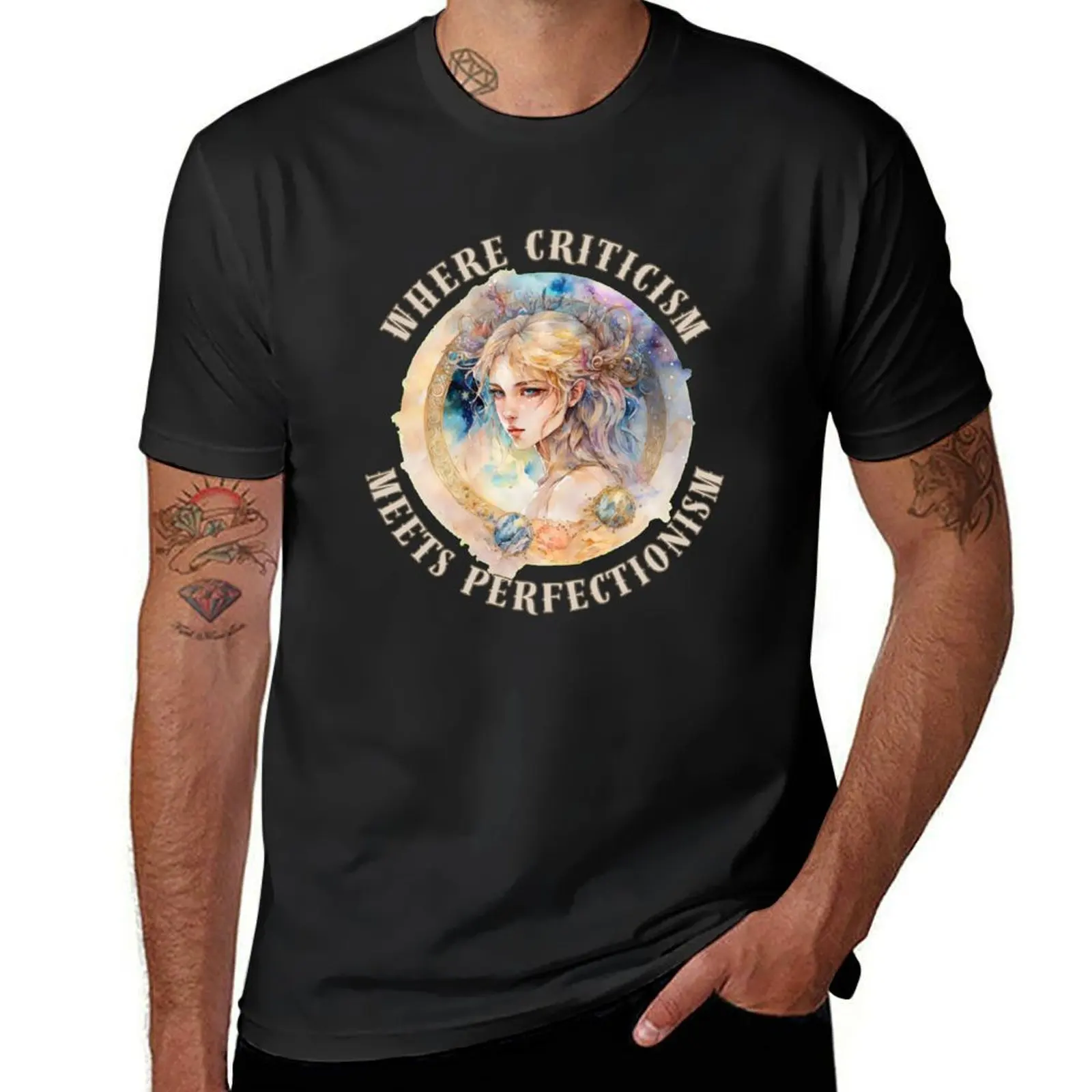 Where Criticism Meets Perfectionism. virgo quotes T-Shirt cute clothes anime clothes Men's t-shirts