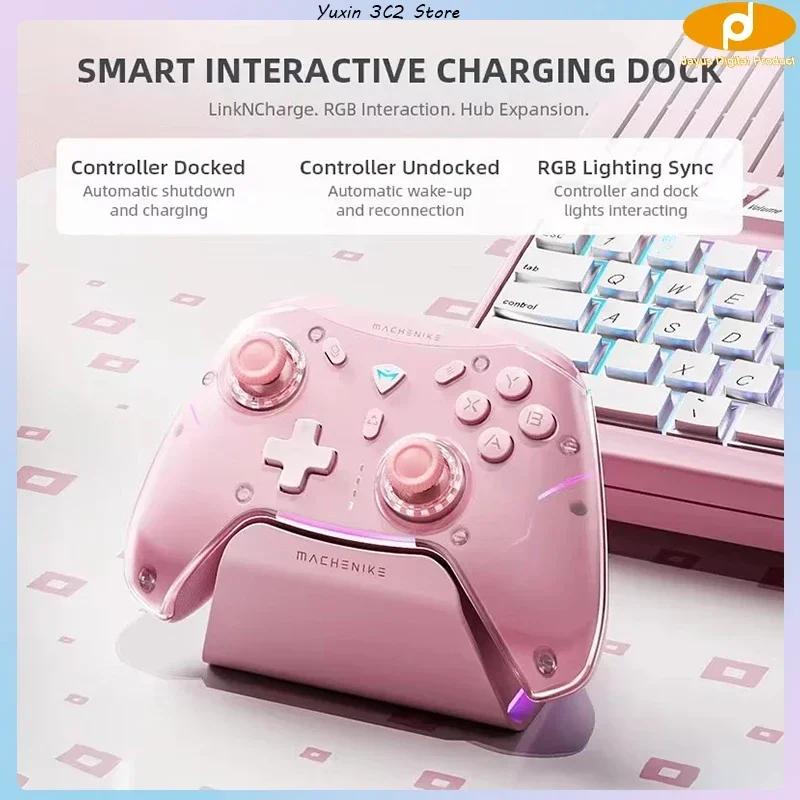 

G5pro Max Game Controller Joystick Grip With Charging Dock Rgb Wireless Gamepad Hall Effect Joystick Trigger Switch Pc Girl Gift