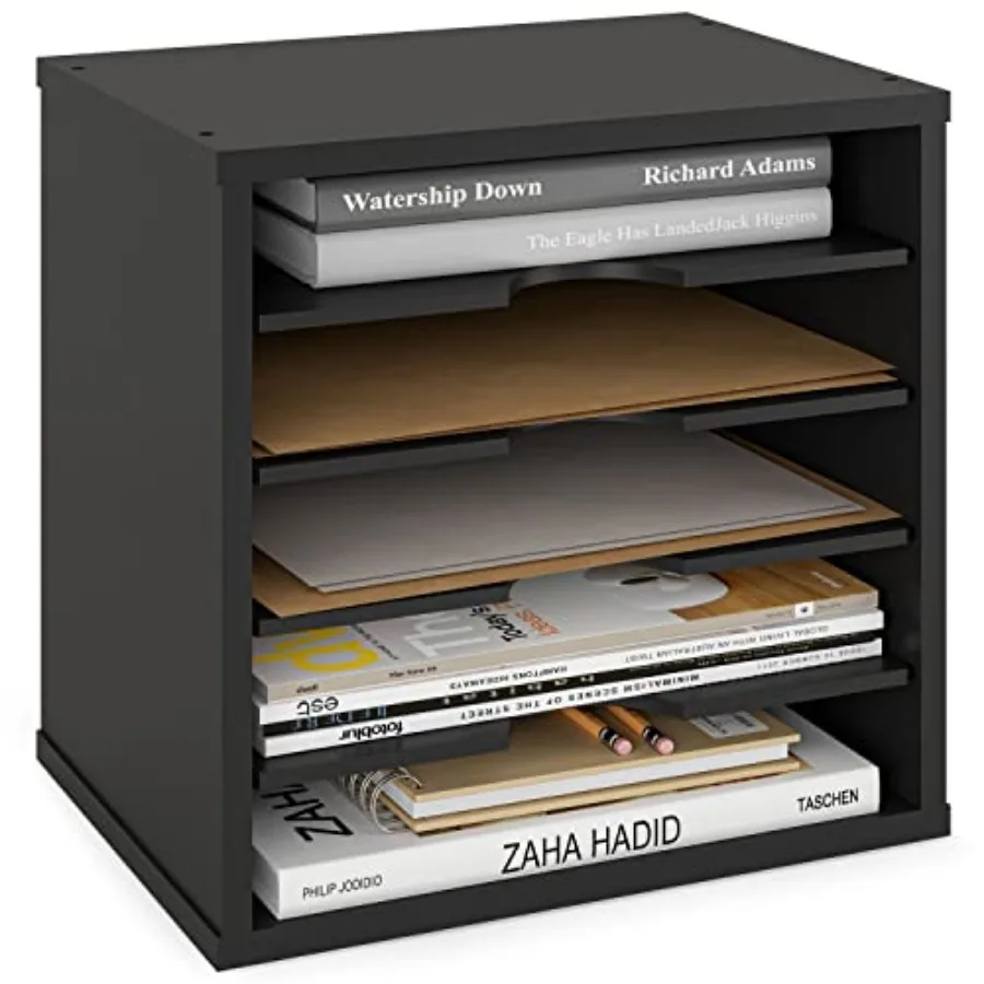 

5-Tier File Organizer for Desk, Wooden Mail Sorter, Office Desk Organization, Paper Storage Organizers, Folder holder for desk,