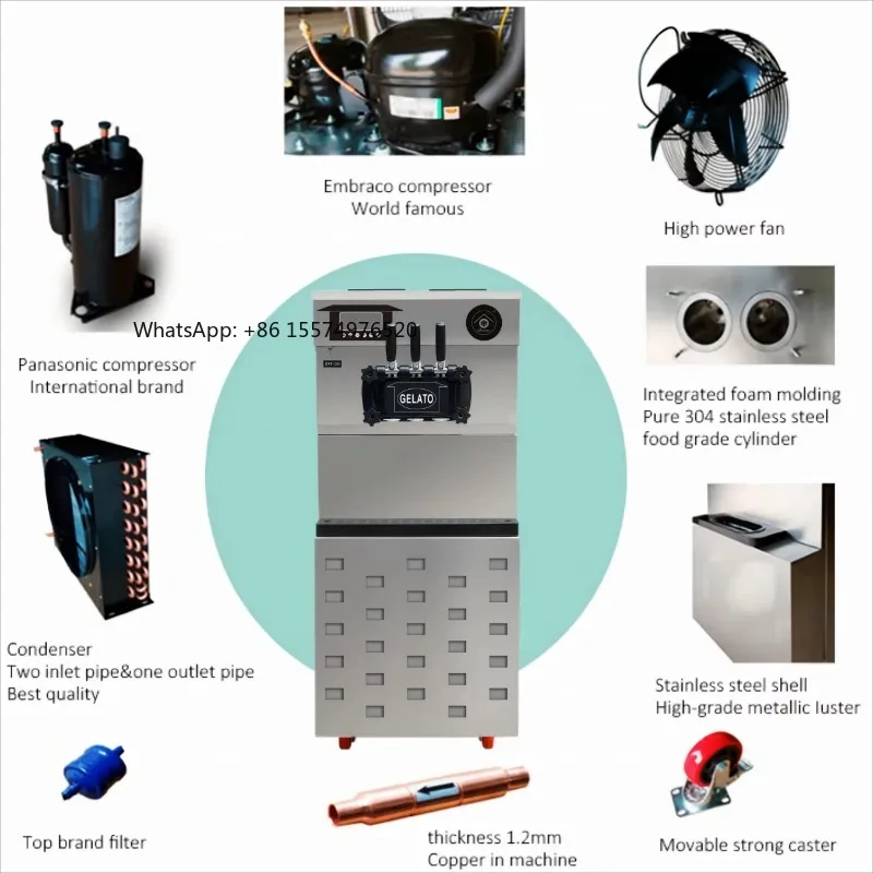 Brenu High - Efficiency & Energy - Saving Professional Gelato Ice Cream Machine Ideal for Commercial Use Like Dessert Shops