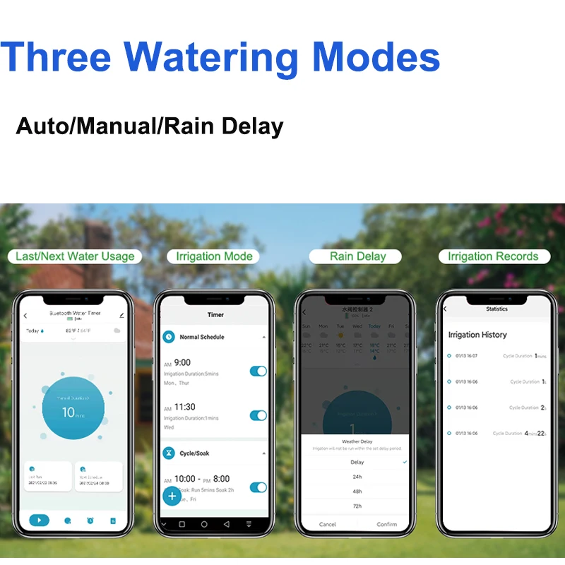 Bluetooth Sprinkler Timer Single-Outlet Smart Water Controller Programmable With 3 Irrigation Mode Of Rain Delay Automatic
