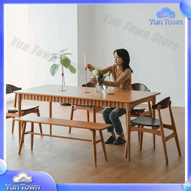 Solid Wood Dining Table for Nordic Style Modern Simple Homestay Rectangular Small Apartment Living Room Dining Table