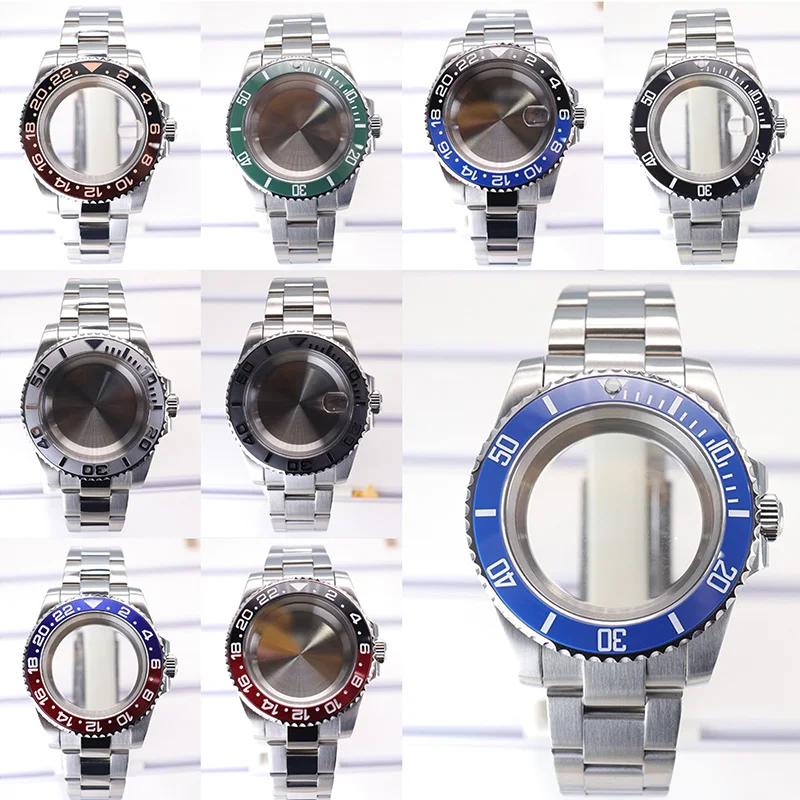 40mm Watch Cases 20mm Strap Sapphire For Nh35 Nh36 Nh34/38 Nh70 Miyota8215 Eta2824 PT5000 movement Unidirectional Rotation Bezel