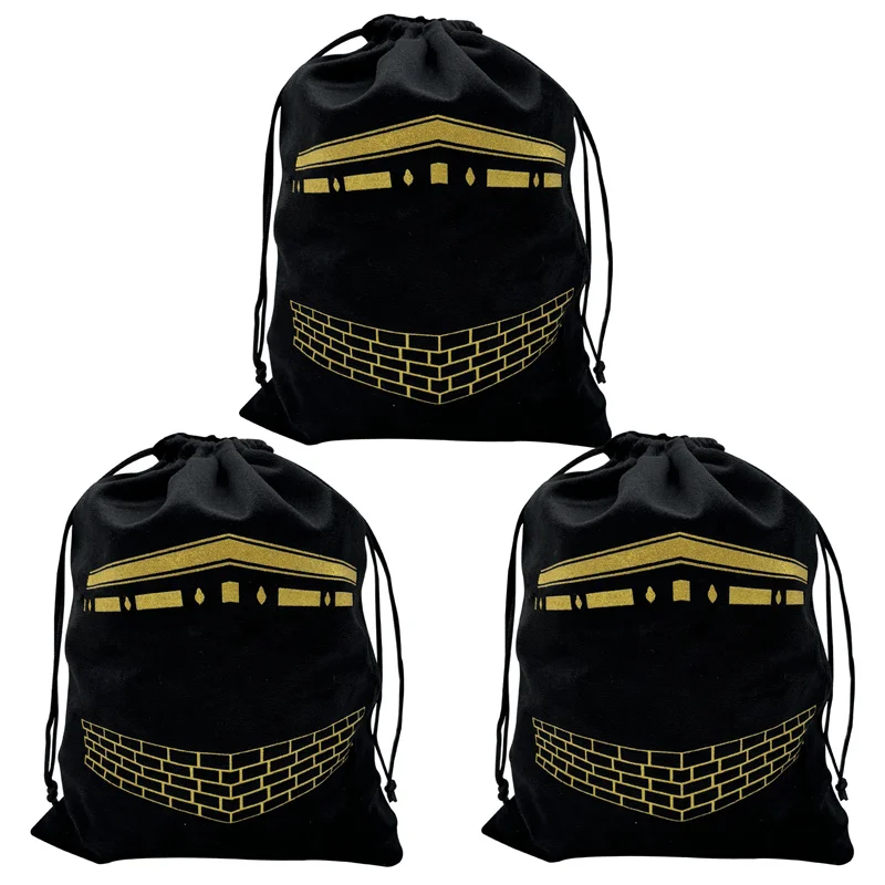 

1Pcs Black Gold Umrah Mubarak Candy Gift Bag Ramadan Kareem Decoration Eid Mubarak Home 2026 Islamic Muslim Festival Supplies