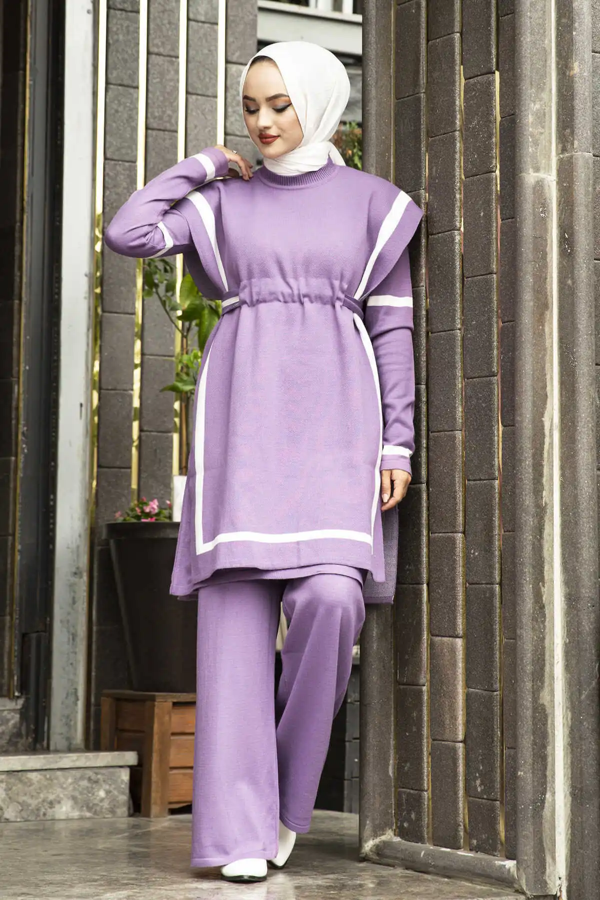 Triple Knitwear Suit Lilac Winter Autumn 2021 Muslim Women Hijab headscarf islamic Turkey