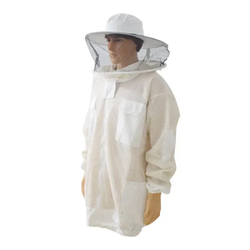 Beekeeping Jacket Professional Anti Bee Suit 3 Layer Air-through Protective Clothing Bee Jacket with Removable Hat Ventilated