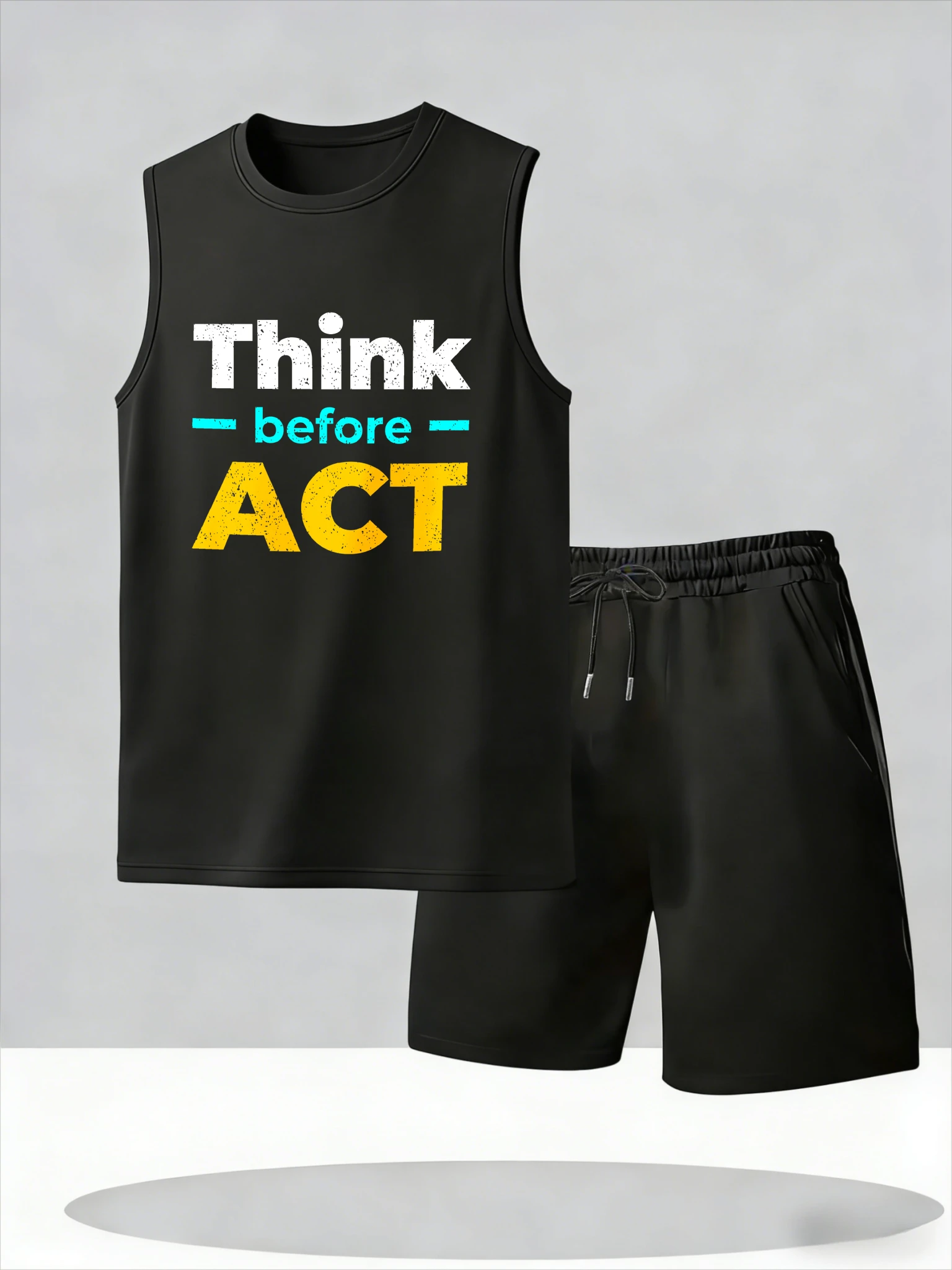 

Men's Tank Top Sets 2026 Summer Thin Quick Dry seaside drip clothing Breathable sports oversize beach crewneck sports two-piece