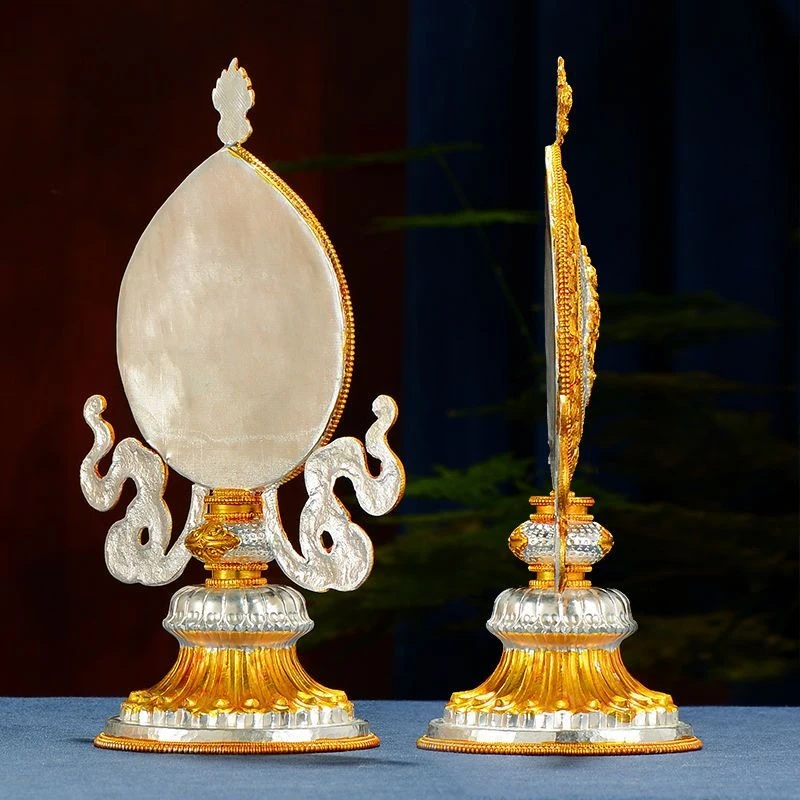 

Eight auspicious ornaments handmade copper gilt silver Buddha front ornaments Buddhist supplies