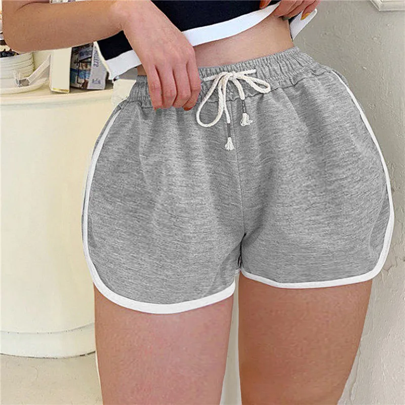 Eenvoudige Korte Broek Dames Zomer Hoge Elastische Vetersluiting Met Wijde Pijpen Zweet Korte Fitness Hardloopbroek Losse Casual Sportbroek