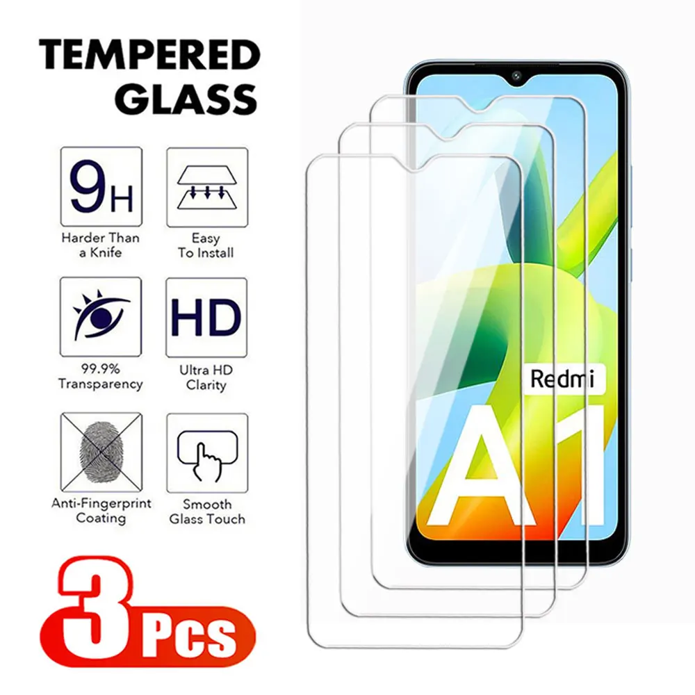 3Pcs For xiaomi Redmi Note 10 lite Pro Max 4G 5G A1 A2 Plus Tempered Glass Screen Protector for Redmi 10A 10C 10S 10T 4G 5G Film