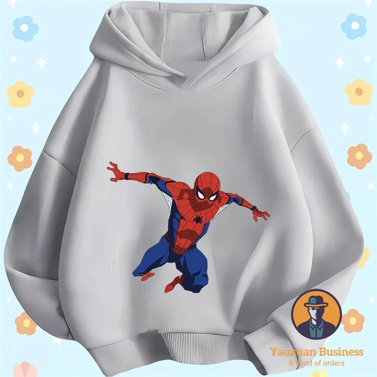 Chique 2025 Homem-Aranha Meninos Moletom Com Capuz Bonito Dos Desenhos Animados Impresso Quente À Prova de Vento Outono Inverno Moda
