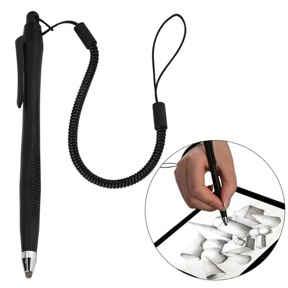 

With Spring Rope Touch Screen Stylus Pen High Sensitivity Fiber Cloth Head Touch Pen Durable Fine Tip Tablet Painting Pen