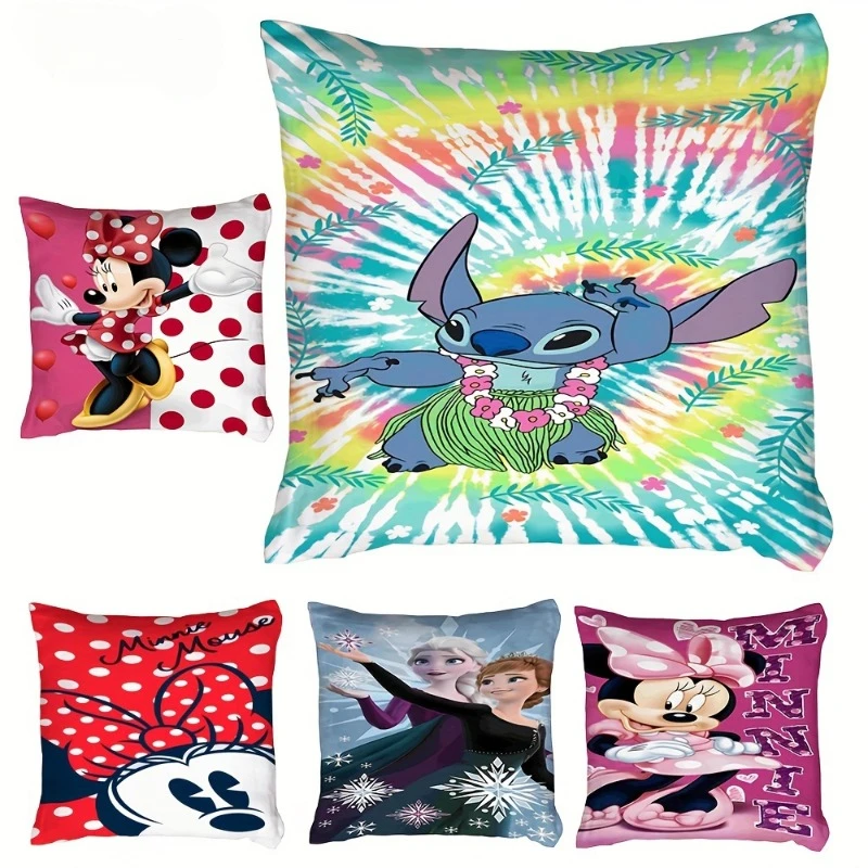 Disney Lilo & Stitch Preppy Style Pillowcase Cute Cartoon  Sleeping Pillow Cover  Zipper Closure Woven Polyester Various Room