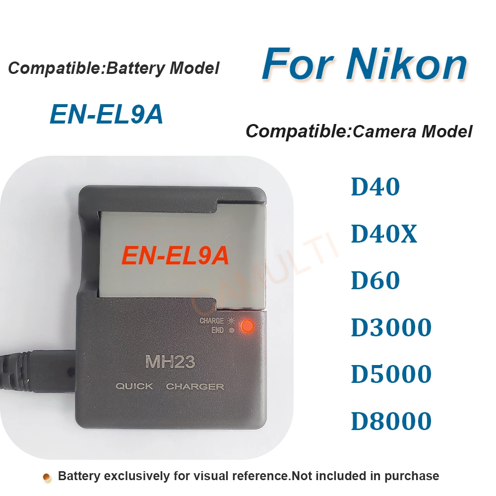 MH-23 Battery Charger for Nikon EN-EL9/EN-EL9A Battery for D5000 D3000 D8000 D60 D70 D50 D40 D40X Camera,Safely Charge Overnight