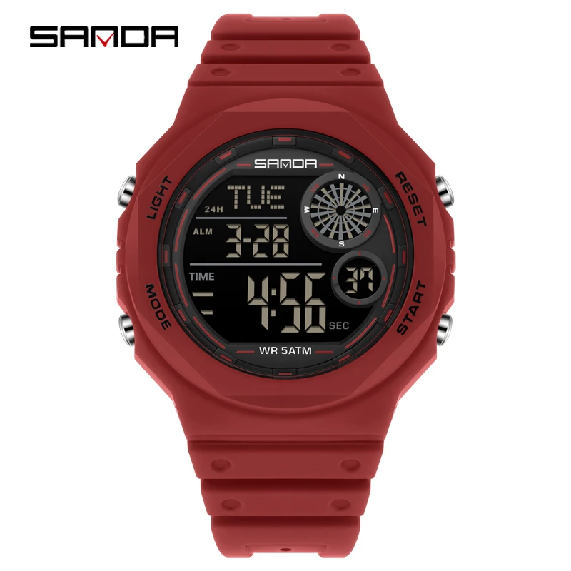 SANDA New 6259 Fashionable Student Electronic Watch Sports Multifunctional Waterproof Night Light Men's Electronic Watch