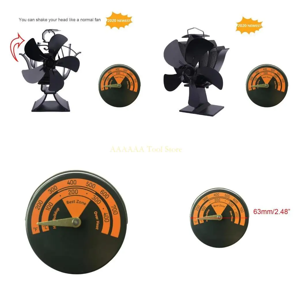 

A2BE Магнитный термометр для камина с вентилятором для бревен для температуры горелки Gau