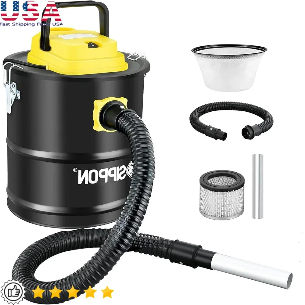 Powerful 800W Ash Vacuum Cleaner with Blower Function 2.6 Gallon Metal Canister HEPA Filter Fireplace Pellet Stove Outdoor Use