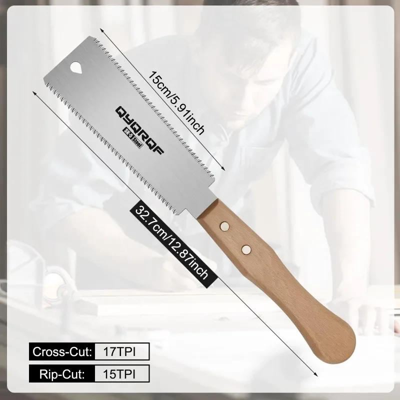 1 قطعة منشار يدوي صغير 6 بوصة منشار سحب ياباني حواف مزدوجة 15/17 منشار قطع فلوش لمشاريع النجارة ذاتية الصنع #2