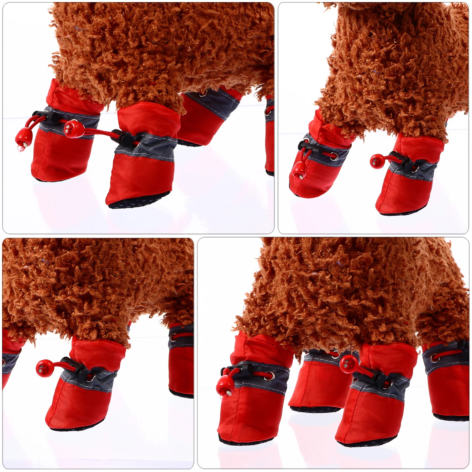 

4Pcs Nonslip Pet Shoes Dog Boots with Flexible Granule Sole Warm Breathable Cloth Material Prevent Scratches on Floors Easy to