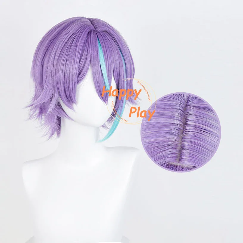 2 Styles Anime Kamishiro Rui Cosplay Wig Blue Purple Mixed Wigs Heat Resistant Synthetic Hair Halloween Unisex Wigs + Wig Cap