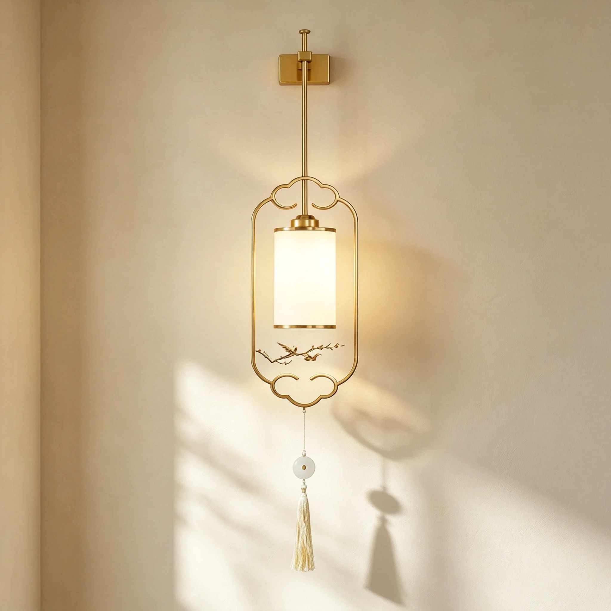 New Chinese Style Copper Art Wall Lamps Bedroom Beside Light Fixture Living Room Decor Led Illumination Modern Carving Lights