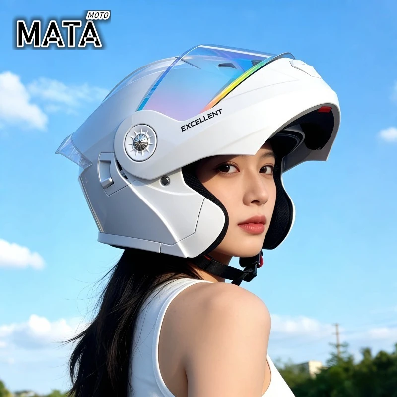 Electric Motorcycle Dual Lens Helmet with Internal Sunshade Safety Module Flip Motorcycle Bicycle Helmet Four Seasons