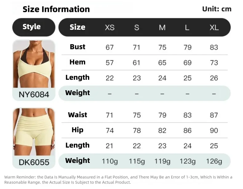 Size chart and fit details