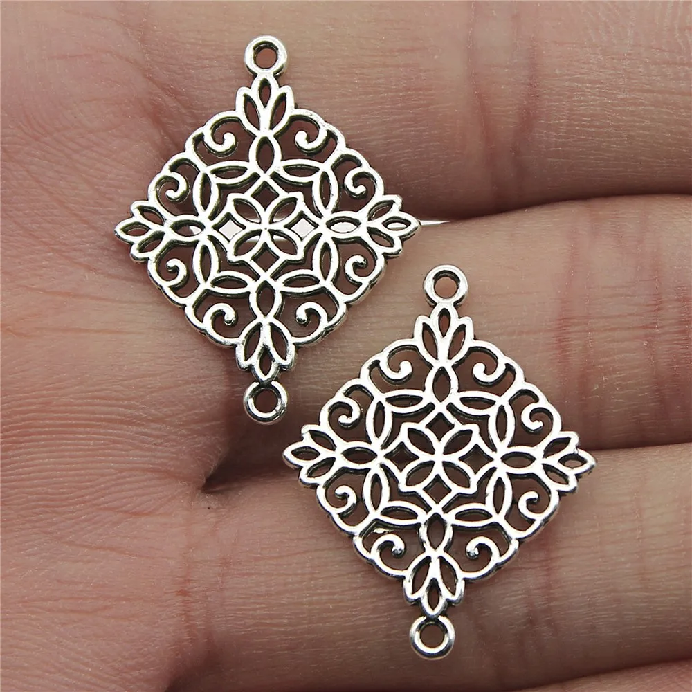 WYSIWYG 10pcs 5 Colors Square Flower Charm Connectors for Making Bracelet Handmade DIY Jewelry Accessories 28x22mm