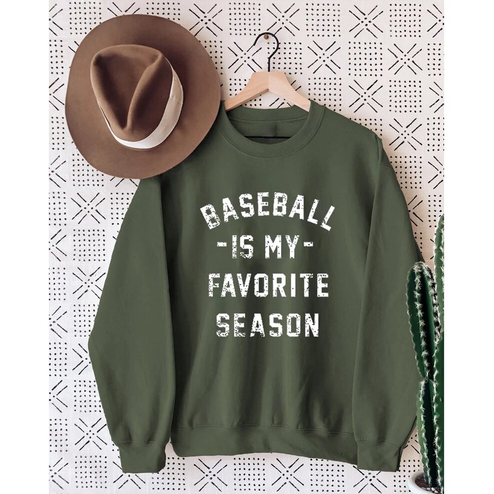 Rheaclots Women's BASEBALL IS MY FAVOURITE SEASON Printed Women's Cotton Female Cute Long Sleeves Sweatshirt