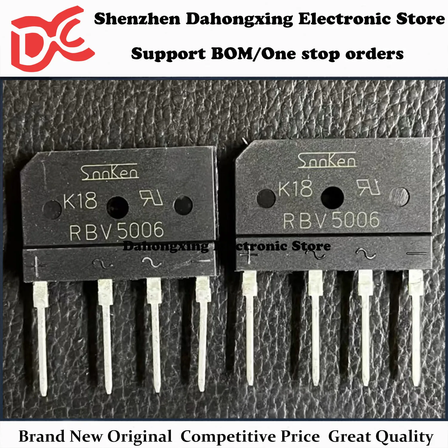 New Original 10Pcs RBV5006 DIP 50A 600V Powerful Rectifier Bridge Electronic Components Great Quality