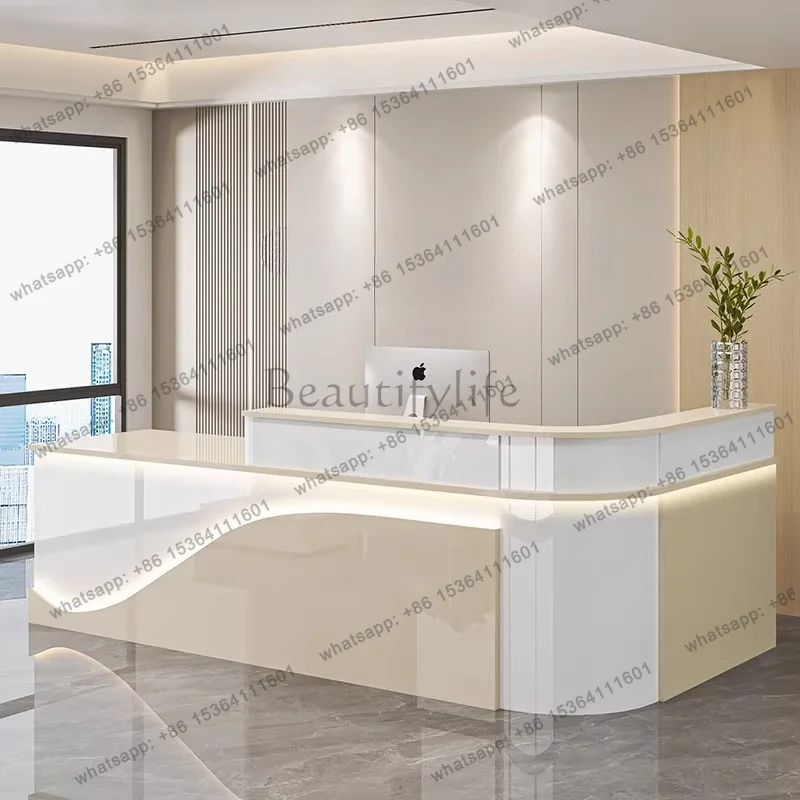

LJY Modern Executive Reception Desks Beauty Luxury Salon Company Reception Desks European Curved Mostrador Commercial Furniture