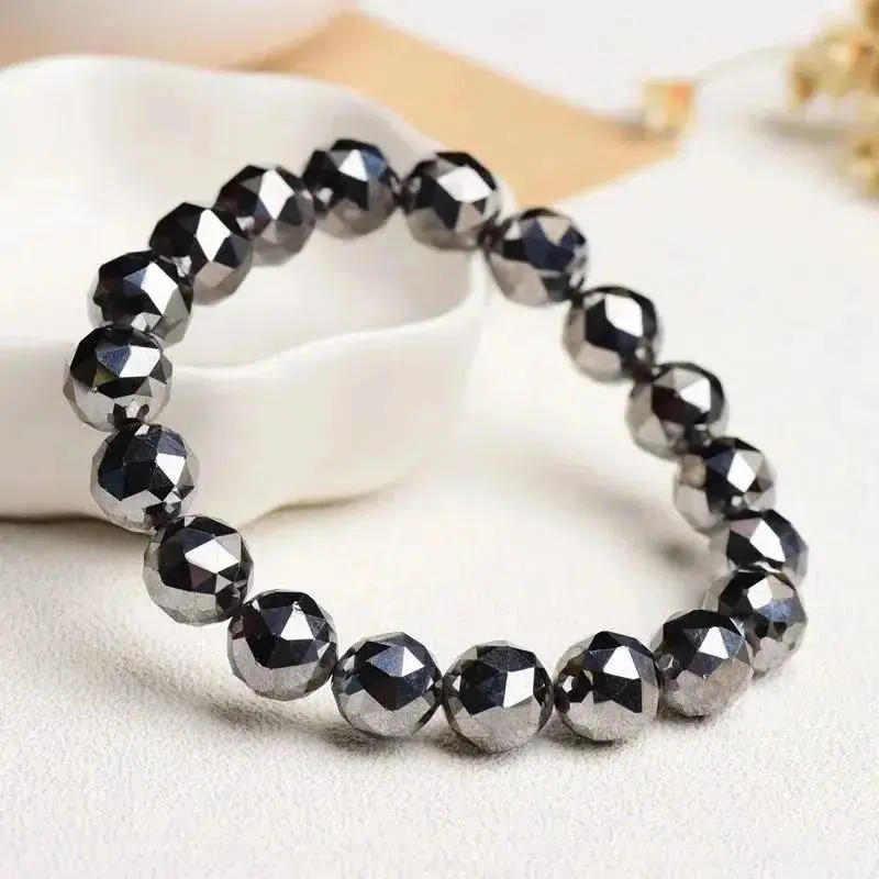 Natural Terahertz Cut Bracelet Fast Melting Ice Energy Stone Fashion Bracelet.