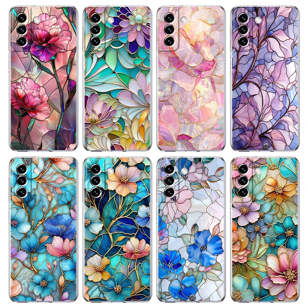 

Прозрачный чехол для Samsung Galaxy S25, S24, S23, S22, S21, S20,FE, Ultra, S10, S10E, S9, Plus,5G, чехол для телефона Capas Fashion Flower TPU
