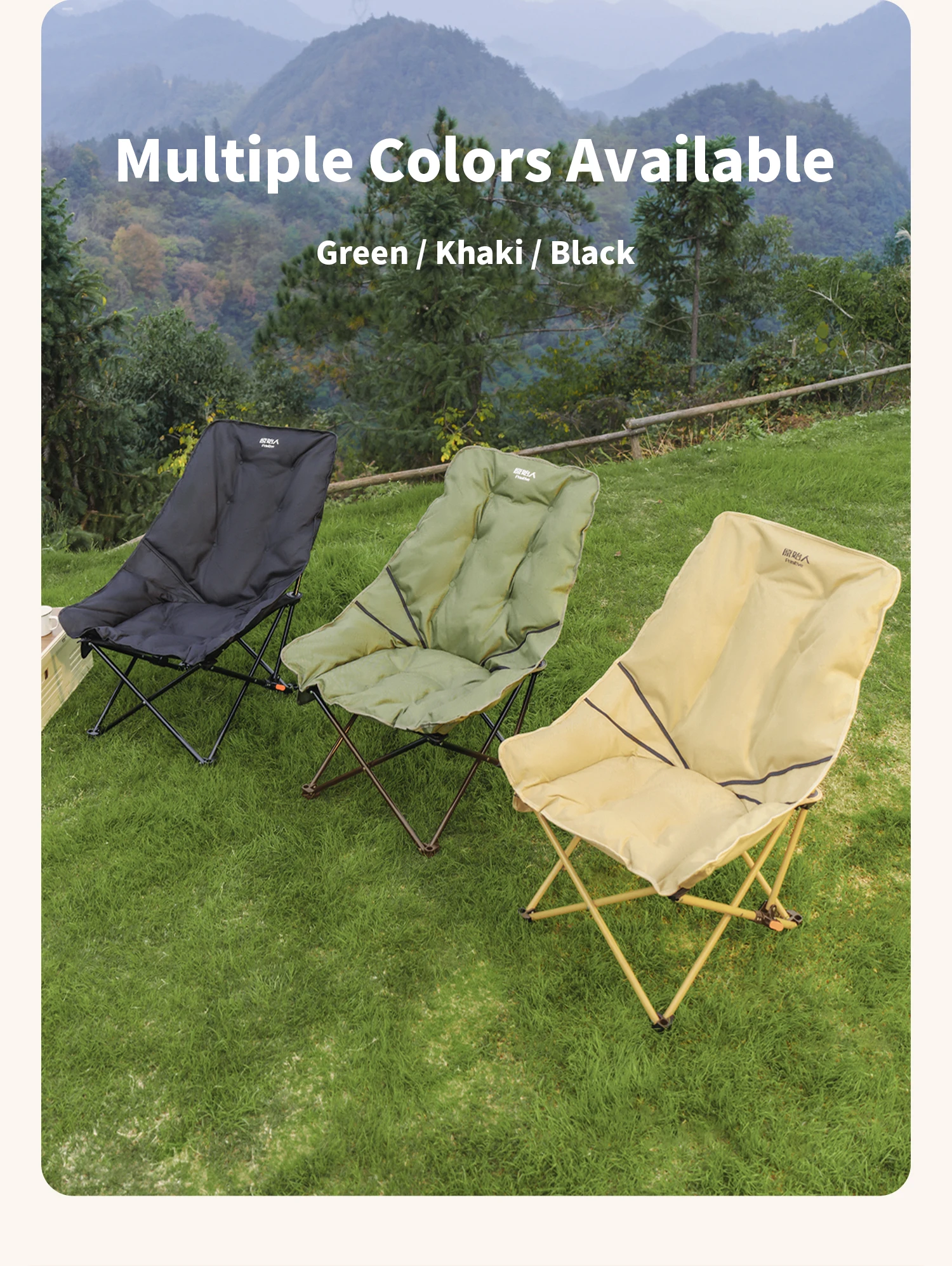 PRIMITIVE Quad Campingstuhl, gepolstert, robust, übergroß, faltbar, tragbar, mit Tragetasche und Seitentasche, für Outdoor, Strand, Picknick, Terrasse – Detail 25