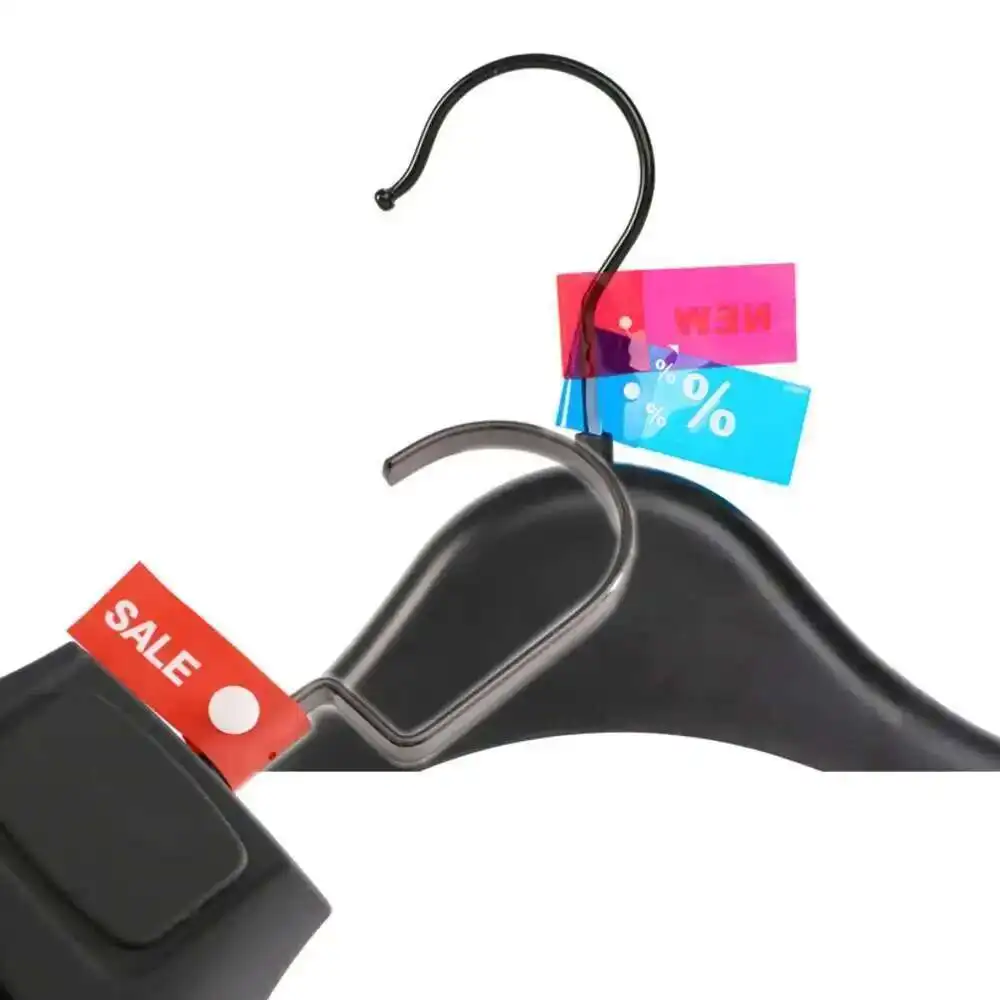 Clothes Hanger Snap Clip Vinyl Sale Label, Fashion Store Hook Discount Price Tag Flexible Plastic Flag Shoe Bag New Arrival Sign