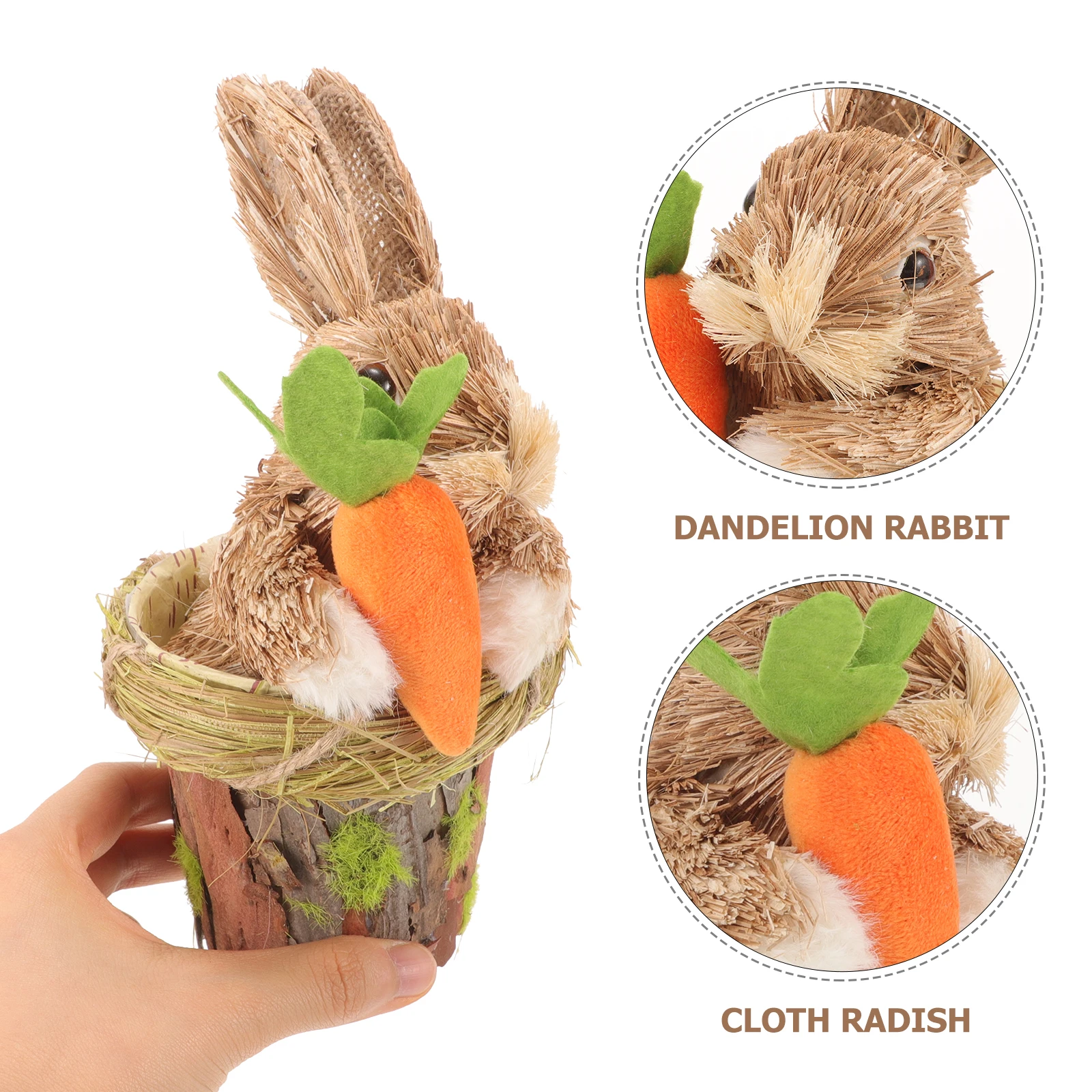 

Straw Bunny Craft Creative Statue Desktop Ornament Exquisite Realistic Detail Beautiful Yard Decoration